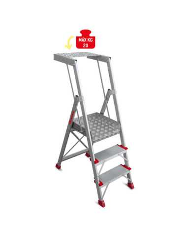 Escalera plegable con amplia plataforma de trabajo y bandeja PL-PICK FARAONE 2