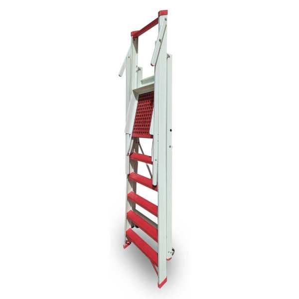 Escalera plegable en fibra de vidrio con amplia plataforma y 5 peldaños PL-FIBRA-5 FARAONE