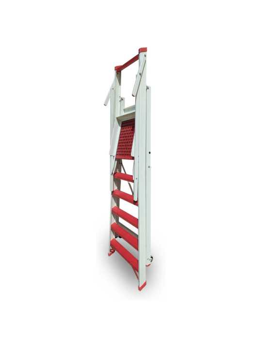 Escalera plegable en fibra de vidrio con amplia plataforma y 5 peldaños PL-FIBRA-5 FARAONE
