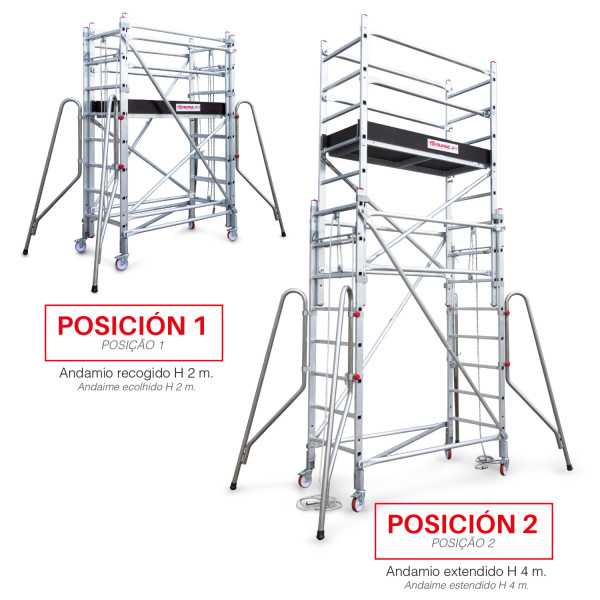 Andamio extensible con cuerda. 80x160 cm y altura máx. 400 m R-160-S FARAONE