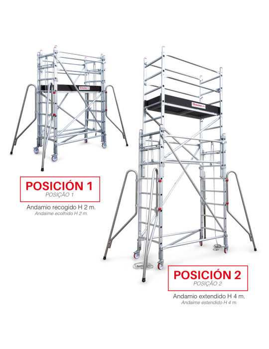 Andamio extensible con cuerda. 80x160 cm y altura máx. 400 m R-160-S FARAONE