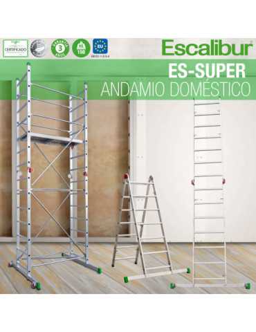 Miniandamio multiusos en aluminio - Altura total de la estructura de 4 metros ES-SUPER ESCALIBUR