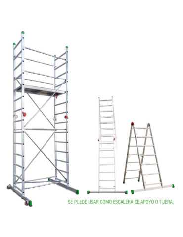 Miniandamio multiusos en aluminio - Altura total de la estructura de 4 metros ES-SUPER ESCALIBUR 2