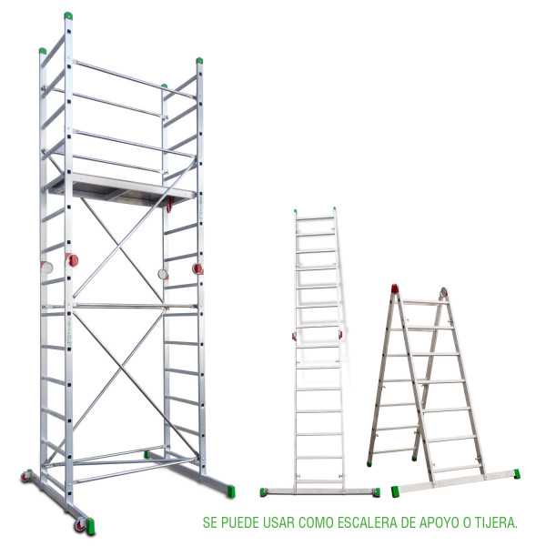 Miniandamio multiusos en aluminio - Altura total de la estructura de 4 metros ES-SUPER ESCALIBUR