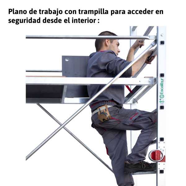 Miniandamio multiusos en aluminio - Altura total de la estructura de 4 metros ES-SUPER ESCALIBUR