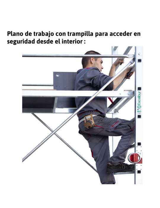 Miniandamio multiusos en aluminio - Altura total de la estructura de 4 metros ES-SUPER ESCALIBUR