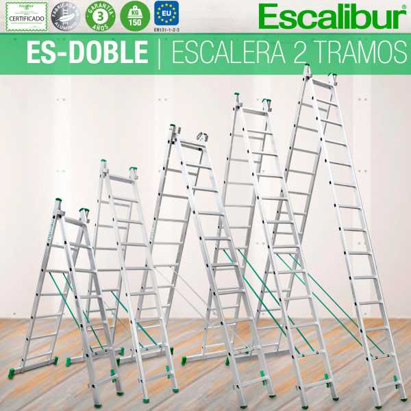 Escalera 2 tramos con base 12 peldaños ES-DOBLE12 ESCALIBUR