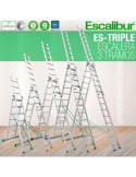 Escalera 3 tramos con base 10 peldaños ES-TRIPLE10 ESCALIBUR