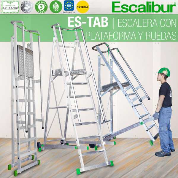 Escalera almacén 8 peldaños ES-SM250 ESCALIBUR