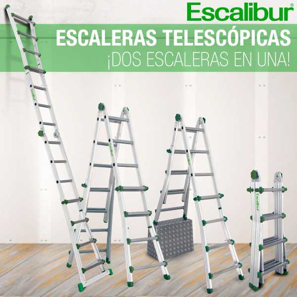 Escalera telescópica de aluminio 3x4 ES-TELE3X4 ESCALIBUR