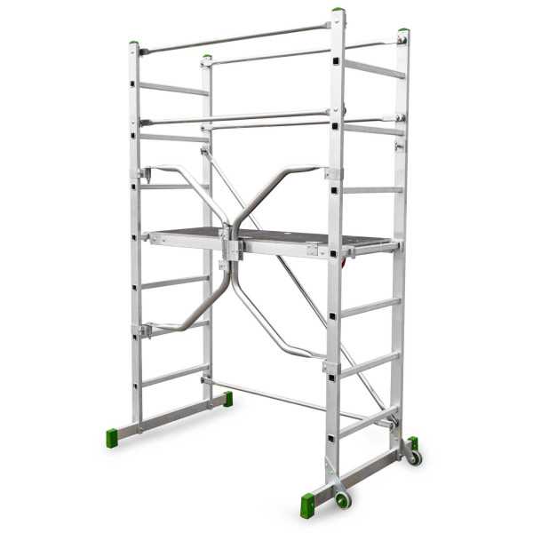 Miniandamio de aluminio con sistema de plegado rápido de 2,82 metros de altura de estructura ES-PONTAL ESCALIBUR