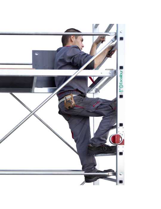 Miniandamio de aluminio con sistema de plegado rápido de 2,82 metros de altura de estructura ES-PONTAL ESCALIBUR