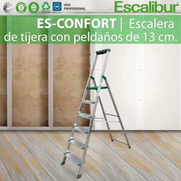 Escalera de tijera con peldaños de 13 cm. con 6 peldaños ES-CONF6 ESCALIBUR
