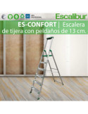 Escalera de tijera con peldaños de 13 cm. con 7 peldaños ES-CONF7 ESCALIBUR