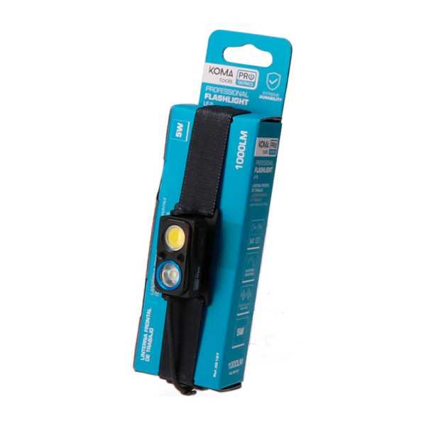 Linterna Frontal LED Profesional de Trabajo LF-5 Recargable con Sensor, 5 W, 1000 lm, 2600 mAh, 65 x 31 x 30 mm KOMA TOOLS
