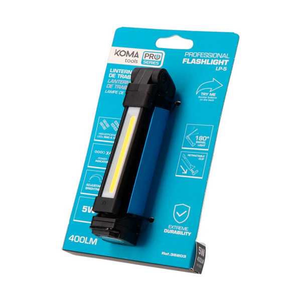 Linterna LED Profesional de Trabajo LP-5 Recargable, 5 W, 400 lm, 2600 mAh, 40 x 30 x 158 mm KOMA TOOLS