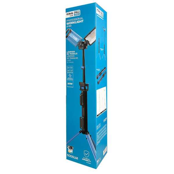 Lámpara LED de Trabajo Recargable LP-60, 60 W, con Trípode, Ø700 x 1920 mm KOMA TOOLS