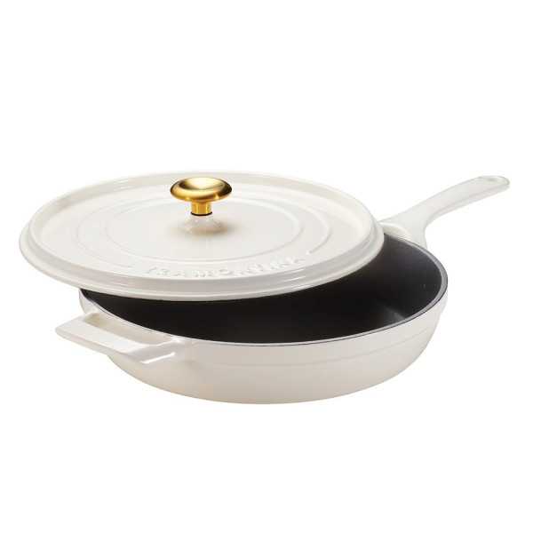 Sartén de Hierro Fundido Esmaltado con Tapa, Latte, 30 cm / 3,8 l TRAMONTINA