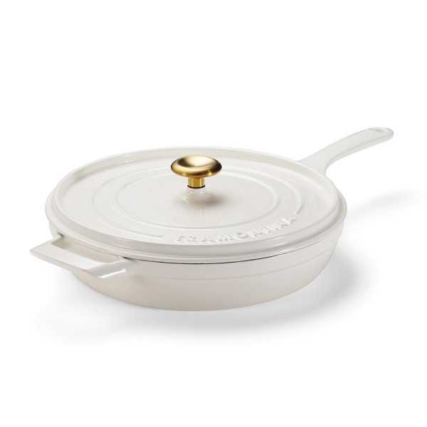 Sartén de Hierro Fundido Esmaltado con Tapa, Latte, 30 cm / 3,8 l TRAMONTINA