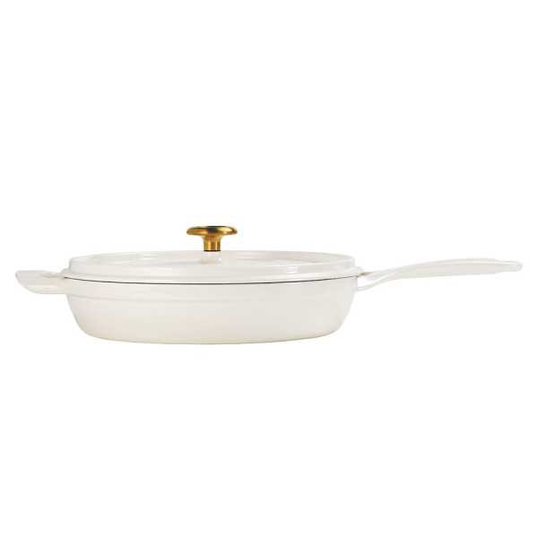 Sartén de Hierro Fundido Esmaltado con Tapa, Latte, 30 cm / 3,8 l TRAMONTINA