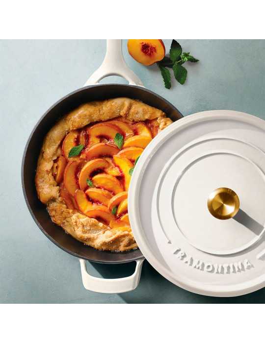 Sartén de Hierro Fundido Esmaltado con Tapa, Latte, 30 cm / 3,8 l TRAMONTINA
