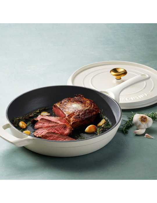 Sartén de Hierro Fundido Esmaltado con Tapa, Latte, 30 cm / 3,8 l TRAMONTINA