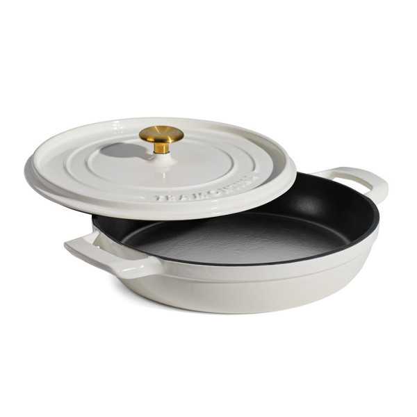 Cazuela Baja de Hierro Fundido Esmaltado con Tapa, Latte, 30 cm / 3,8 l TRAMONTINA