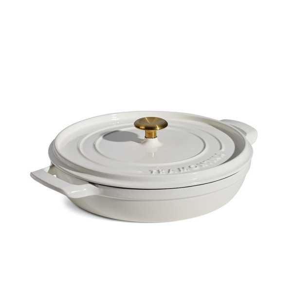Cazuela Baja de Hierro Fundido Esmaltado con Tapa, Latte, 30 cm / 3,8 l TRAMONTINA