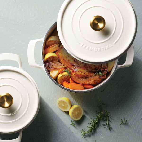 Olla de Hierro Fundido Esmaltado con Tapa, Latte, 22 cm / 3,7 l TRAMONTINA