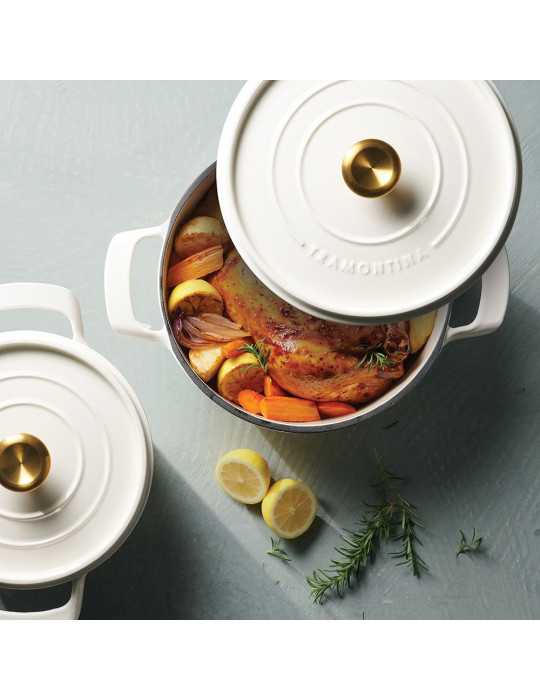 Olla de Hierro Fundido Esmaltado con Tapa, Latte, 22 cm / 3,7 l TRAMONTINA