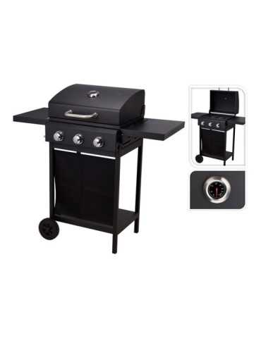 Barbacoa de Gas de 3 Fuegos, 139 x 56,5 x 106 cm VAGGAN