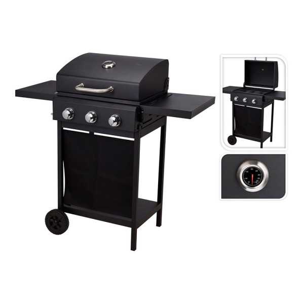 Barbacoa de Gas de 3 Fuegos, 139 x 56,5 x 106 cm VAGGAN
