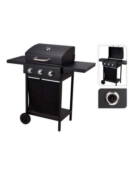 Barbacoa de Gas de 3 Fuegos, 139 x 56,5 x 106 cm VAGGAN