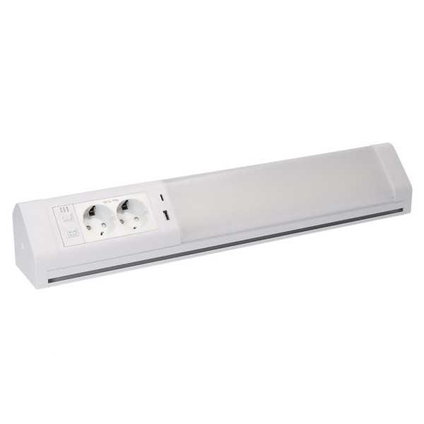 Regleta LED 5-10 W 3CCT 450-850 lm con Enchufes y USB A-C, 518 x 80 x 85 mm EDM
