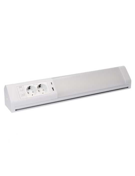 Regleta LED 5-10 W 3CCT 450-850 lm con Enchufes y USB A-C, 518 x 80 x 85 mm EDM