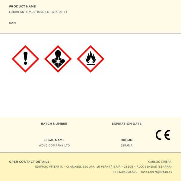 Lubricante Multiuso en Lata de 5 L WD40