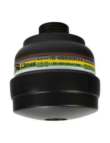 Filtro para Máscara de Protección ABEK2P3 R, Reutilizable, Modelo 725, Rosca RD40 CLIMAX
