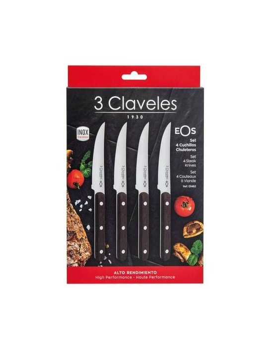 Set 4 Cuchillos Chuleteros Eos 11,5CM 01483 [LOTE DE 2 Unidades] 3 CLAVELES
