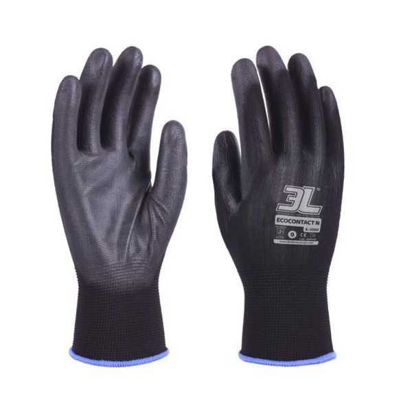 Guante PU Negro sin Costuras Ecocontact N A2000 Talla 9 [LOTE DE 30 Unidades] 3L