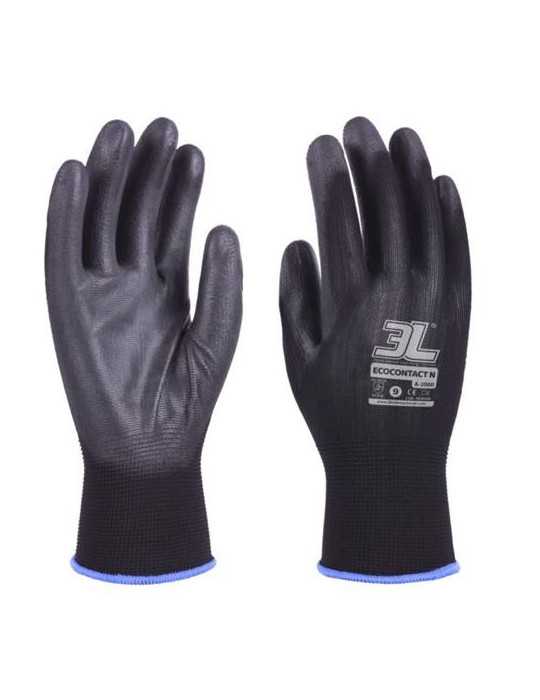 Guante PU Negro sin Costuras Ecocontact N A2000 Talla 9 [LOTE DE 30 Unidades] 3L