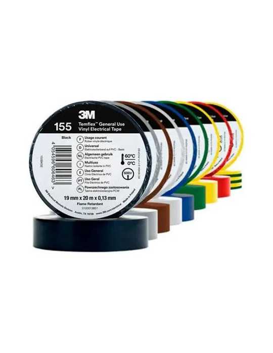 Cinta Eléctrica PVC Temflex 155 PVC Amar 19MMX20M [LOTE DE 20 Unidades] 3M