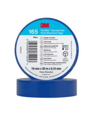 Cinta Eléctrica PVC Temflex 165 Azul 19MMX20M [LOTE DE 16 Unidades] 3M