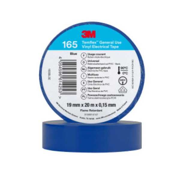 Cinta Eléctrica PVC Temflex 165 Azul 19MMX20M [LOTE DE 16 Unidades] 3M