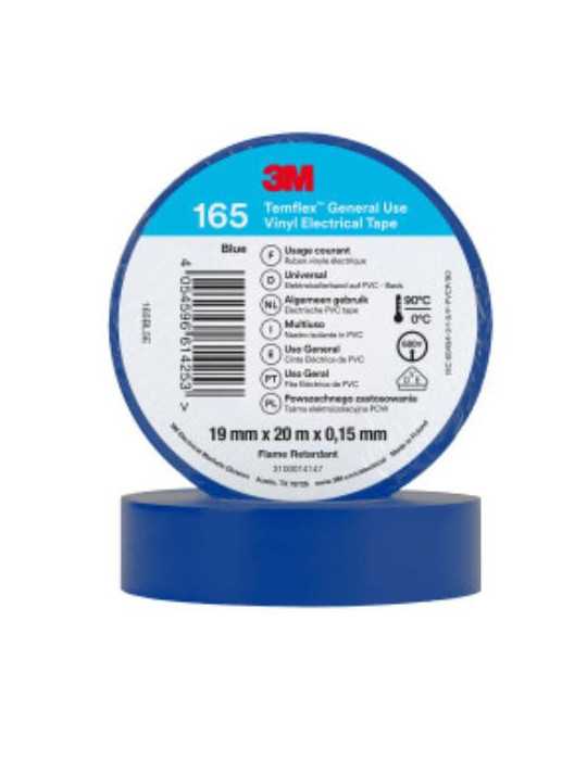 Cinta Eléctrica PVC Temflex 165 Azul 19MMX20M [LOTE DE 16 Unidades] 3M
