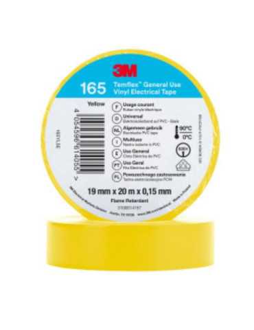 Cinta Eléctrica PVC Temflex 165 Amarillo 19MMX20M [LOTE DE 16 Unidades] 3M