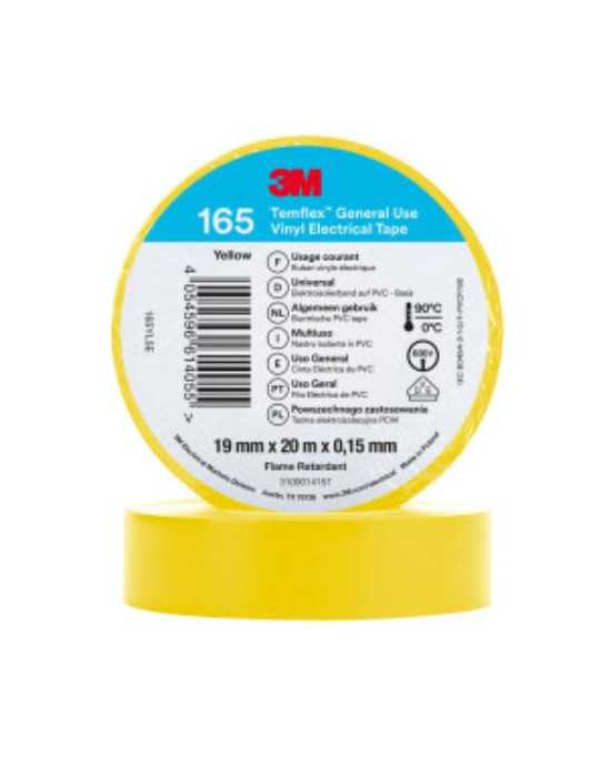 Cinta Eléctrica PVC Temflex 165 Amarillo 19MMX20M [LOTE DE 16 Unidades] 3M