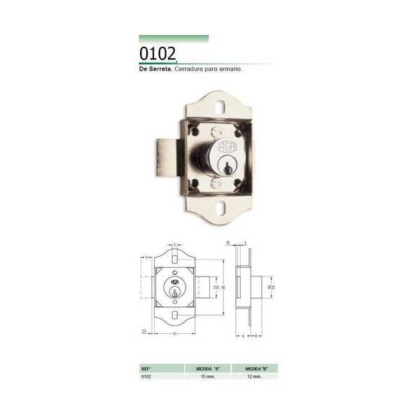 Cerradura para Armario Cromo 102 [LOTE DE 2 Unidades] AGA