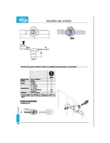 Cerradura Puerta Corredera Cromo 354 [LOTE DE 4 Unidades] AGA