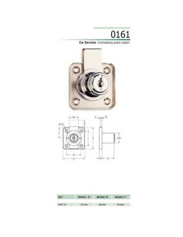 Cerradura Sobreponer Cajón Cromo 161/25 [LOTE DE 6 Unidades] AGA