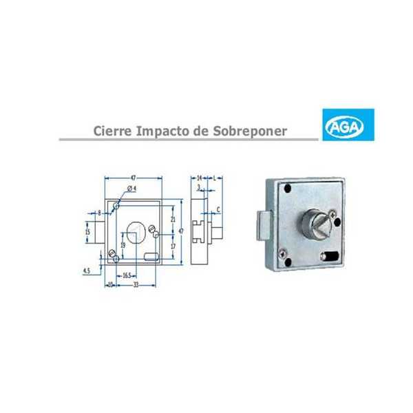 Cerradura Triangulo 593 [LOTE DE 4 Unidades] AGA
